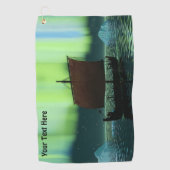 バイキング船とノーザンライト ゴルフタオル (正面)