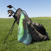 バイキング船とノーザンライト ゴルフタオル (グリーン)