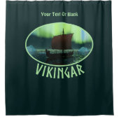 バイキング船とノーザンライト シャワーカーテン (正面)