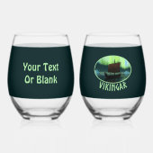 バイキング船とノーザンライト ステムなしワイングラス (裏面)