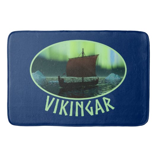 バイキング船とノーザンライト バスマット (正面)