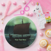 バイキング船とノーザンライト ペーパープレート (パーティー)