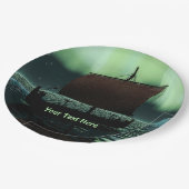 バイキング船とノーザンライト ペーパープレート (アングル)