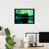 バイキング船とノーザンライト ポスター (ホームオフィス)