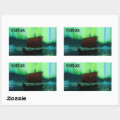 バイキング船とノーザンライト 長方形シール (シート)