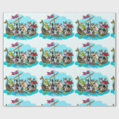 バイキング船のコルギスが満載 ラッピングペーパー (フラット)