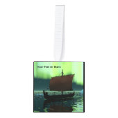 バイキング船の北極光 キューブオーナメント (正面)