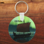 バイキング船の北極光 キーホルダー (正面)