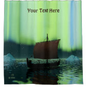 バイキング船の北極光 シャワーカーテン (正面)