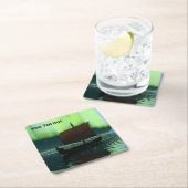 バイキング船の北極光 スクエアペーパーコースター (インサイチュ)