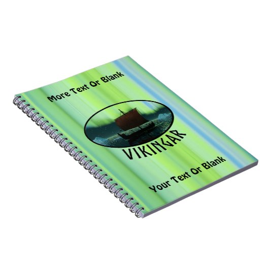 バイキング船の北極光 ノートブック (右側)