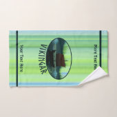 バイキング船の北極光 バスタオルセット (ハンドタオル)