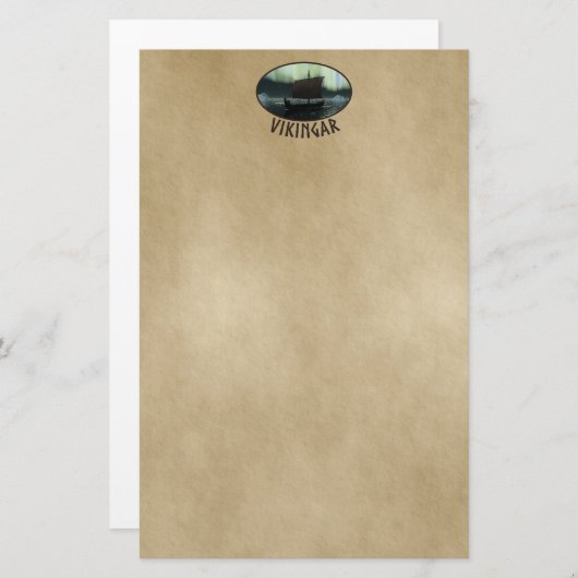 バイキング船の北極光 便箋 (正面/裏面)
