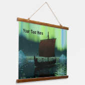 バイキング船の北極光 吊り下げ型タペストリー (傾斜あり)