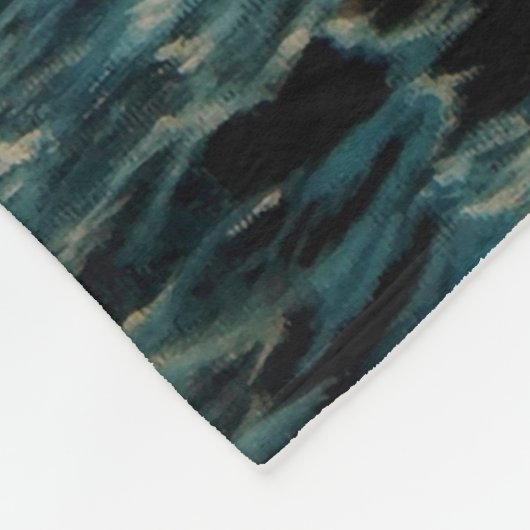 バイキング船は霧の中で海・海を航行し、長い船 フリースブランケット (角)