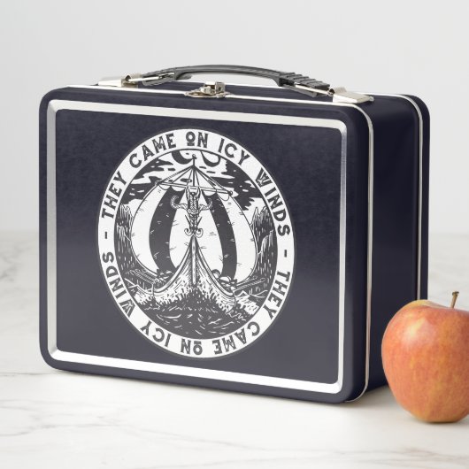 バイキング船スカンジナビアの歴史デザイン メタルランチボックス (インサイチュ)