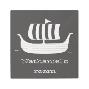 バイキング船ロングカスタムボート(背景色) メタルプリント