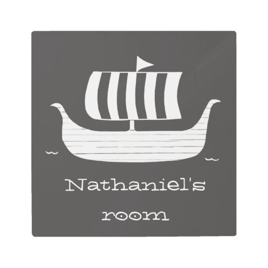 バイキング船ロングカスタムボート（背景色） メタルプリント (正面)