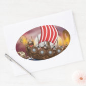 バイキング船侵入艦隊 楕円形シール (封筒)