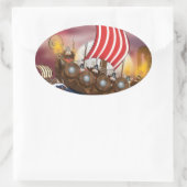 バイキング船侵入艦隊 楕円形シール (バッグ)