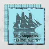 バイキング船誕生日 招待状 (正面/裏面)