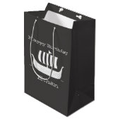 バイキング船/ロングボート付カスタムき/背景色 ミディアムペーパーバッグ (正面アングル)