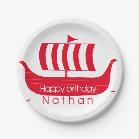 バイキング船/ロングボート(カスタム色) ペーパープレート (正面)