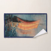 バイキング船/海ブルートリムで帆の長いボート バスタオルセット (ハンドタオル)