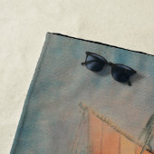 バイキング船/海投げピロで帆のロングボート ビーチタオル (インサイチュ)