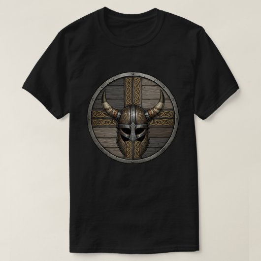 バイキング角付きヘルメットシールド Tシャツ (デザイン正面)