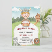 バイキング誕生日招待状ボーイウォーター色 招待状 (スタンド正面)