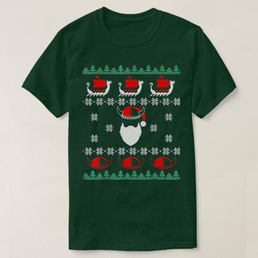 バイキング醜いクリスマスサンタシップバイキングハット Tシャツ (デザイン正面)