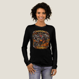 バイキング鬼バイク女子ハロウィン,サムライオートバイ トライブレンドTシャツ