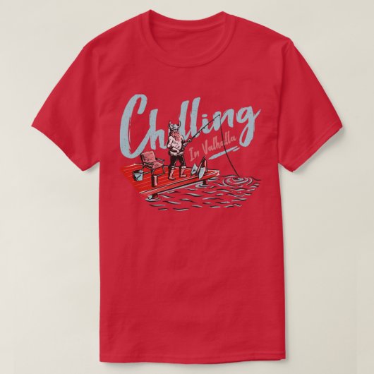 バイキング魚釣り おもしろい Tシャツ (デザイン正面)