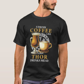 バイキング トール 北欧の神 コーヒー 飲む ユーモア 稲妻 Tシャツ