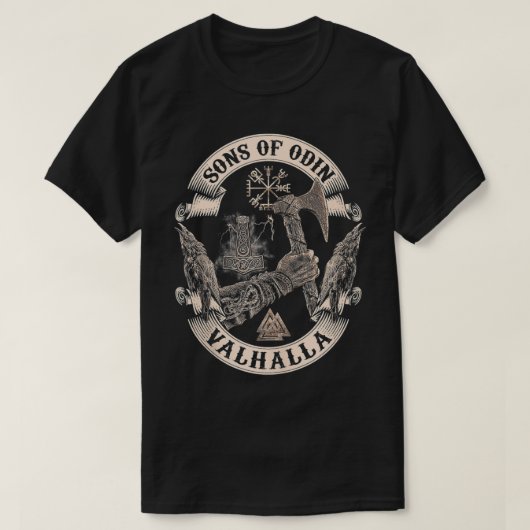 バイキングRISE-SONS OF ODIN – ヴァルハラバイキングノース Tシャツ (デザイン正面)
