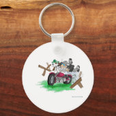 バイクおもしろいでの人間の写真 キーホルダー (正面)