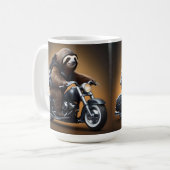 バイクおもしろいに乗ってバイクを走らせる コーヒーマグカップ (正面左)