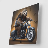 バイクおもしろいに乗ってバイクを走らせる スクエア壁時計 (傾斜)