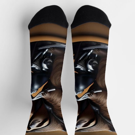 バイクおもしろいに乗ってバイクを走らせる ソックス (上部)