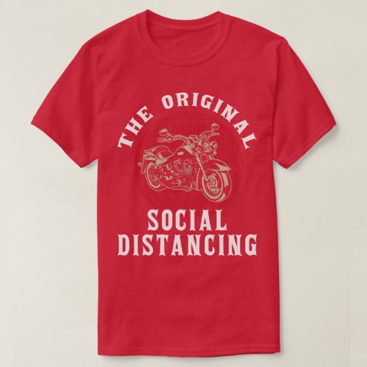 バイクおもしろいオリジナルソーシャル距離 Tシャツ (デザイン正面)