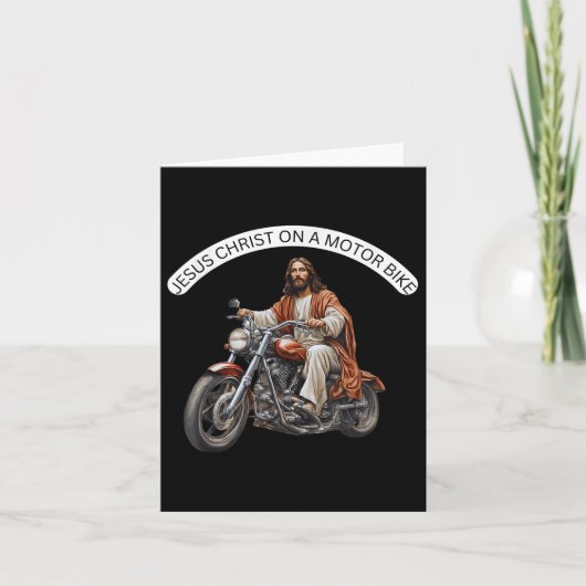 バイクおもしろいクリスチャンTeeの上のイエス・キリスト カード (正面)