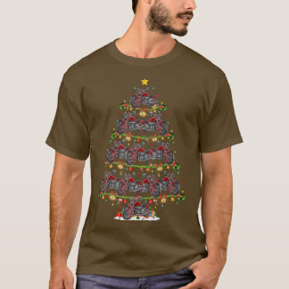 バイクおもしろいクリスマス照明サンタモーターバイクチ Tシャツ