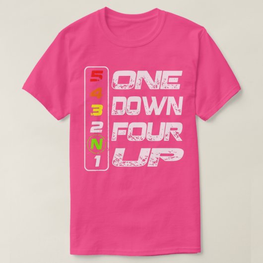 バイクおもしろいバイクワンアップ4ダウン Tシャツ (デザイン正面)