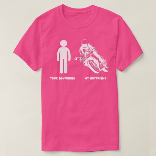 バイクおもしろいライダーマイボーイフレンド元バイクもしくは自転車に乗る人ギ Tシャツ (デザイン正面)