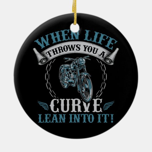 バイクおもしろいラバーグラフィック女性男性 セラミックオーナメント (裏面)