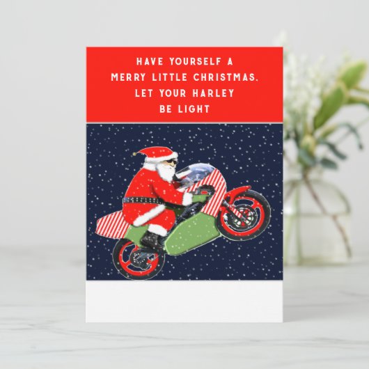 バイクおもしろいルクリスマス シーズンカード (スタンド正面)