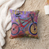 バイクおよびワタリガラスの枕-純粋な歓喜 クッション (ブランケット)