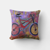 バイクおよびワタリガラスの枕-純粋な歓喜 クッション (正面)