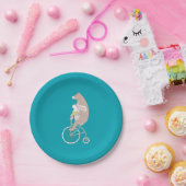 バイクお洒落に乗るバニーとクマ ペーパープレート (パーティー)